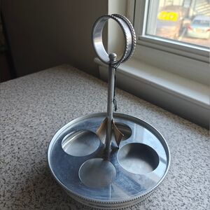 Vintage Buenilum Condiment Carrier Lazy Susan Cruet Metal Stand MCM 50s